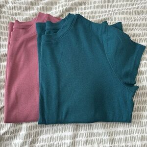 A New Day XXL 2 Ribbed Stretchy Blue Pink T-Shirt cotton modal spandex blend